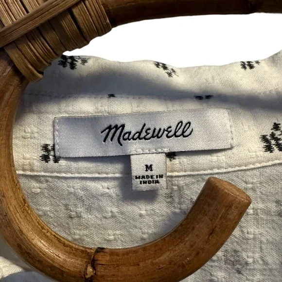 Madewell | Button-Up Drawstring Shirt in Blooming Ikat Size M 100% Cotton - Picture 9 of 12